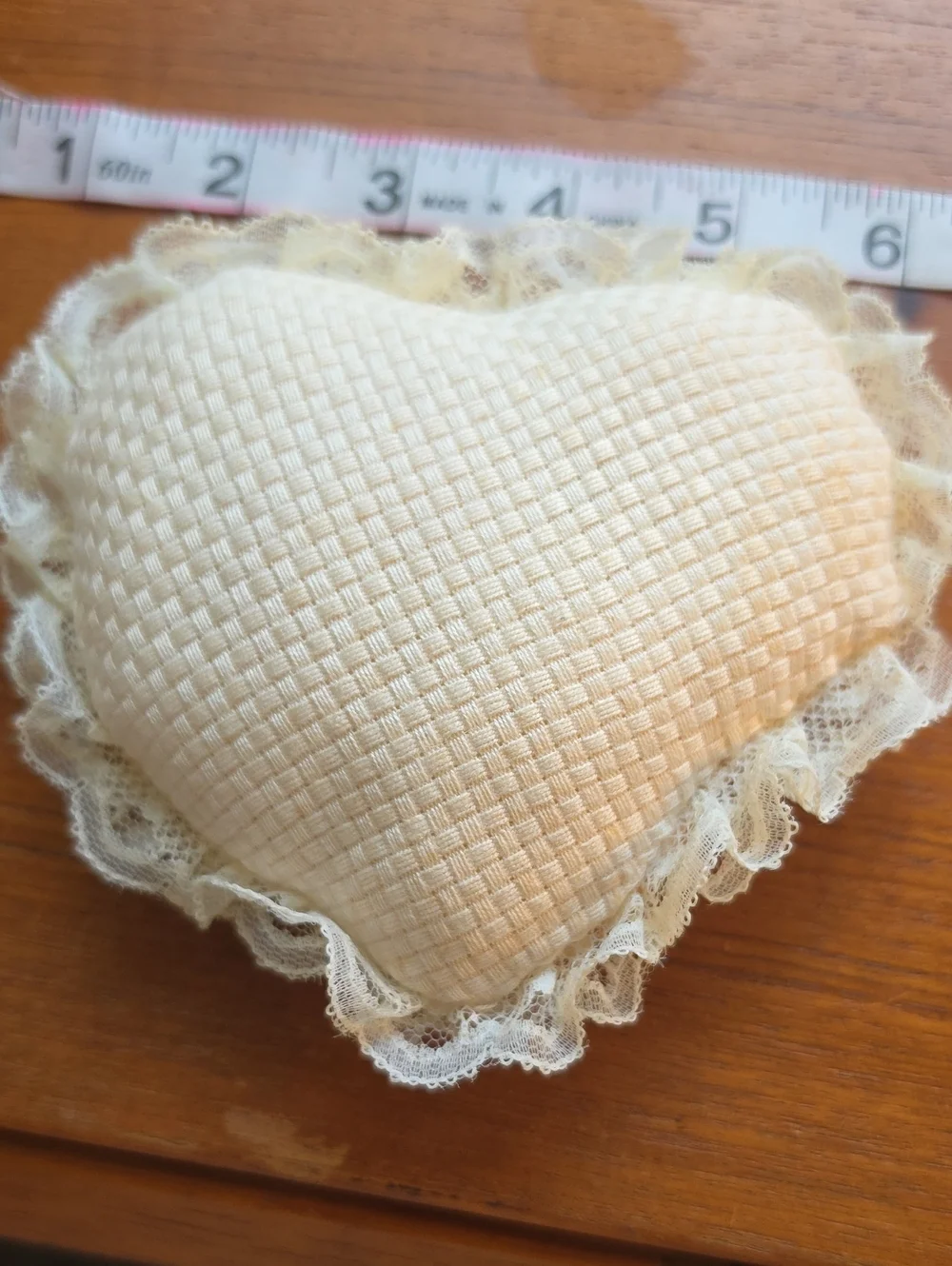 Vintaged Christmas Embroidered and Lace Heart Ornament - Handmade